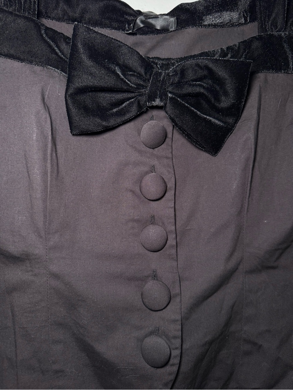 For Love and Lemons black Velvet-Trim Bow Front Sleeveless Top - Picture 2 of 5